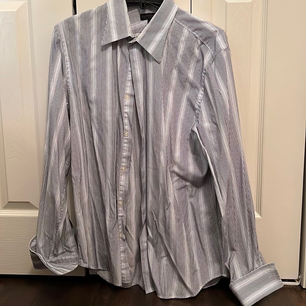 Express Blue and White Striped Shirt